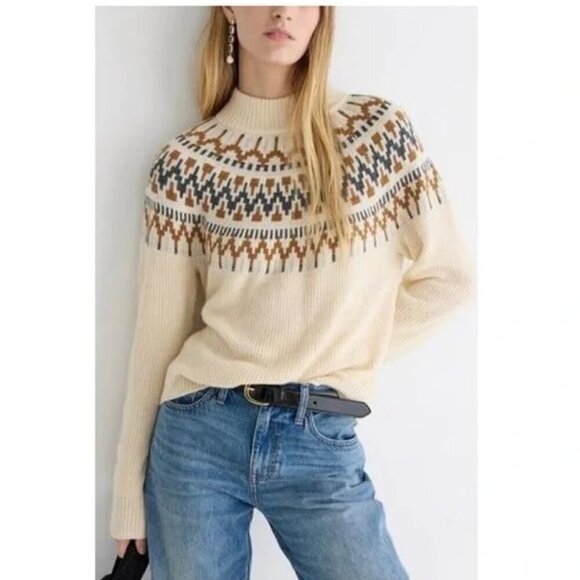Like New J. Crew Wool Blend Fair Isle Sweater Size M - Picture 1 of 7
